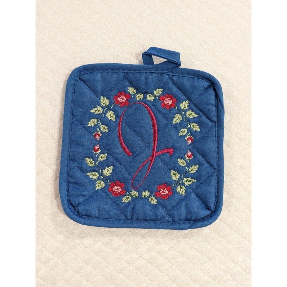 J embroidered pot holder New monogrammed initial Wedding Birthday Gift